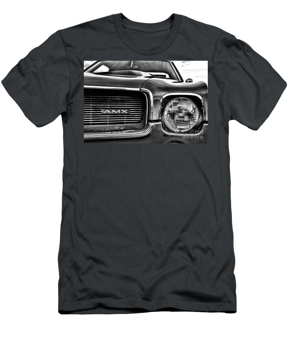 1969 Amc Amx in Matador Red Grill and Headlight Black and White Paul Ward T-Shirt