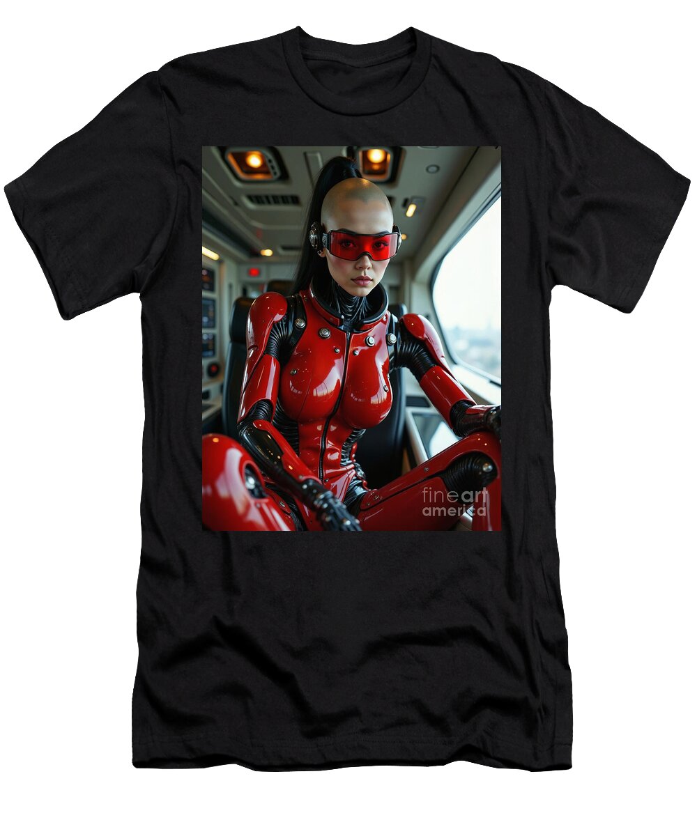 Futuristic Cyborg in Red Armor Jt Photodesign T-Shirt