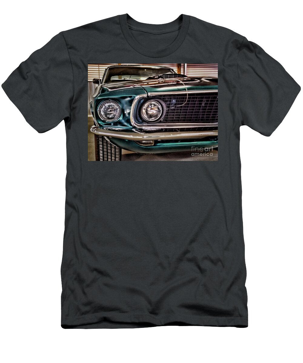 Mean Green 1969 Ford Mustang Mach 1 Headlights Paul Ward T-Shirt