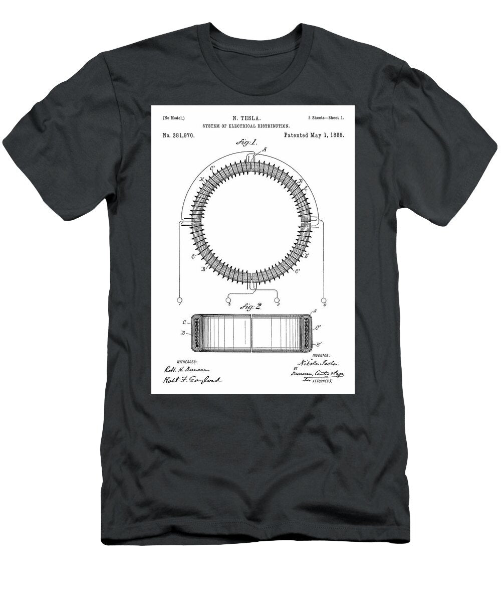 Nikola Tesla Electrical Distribution Patent Patent Office T-Shirt