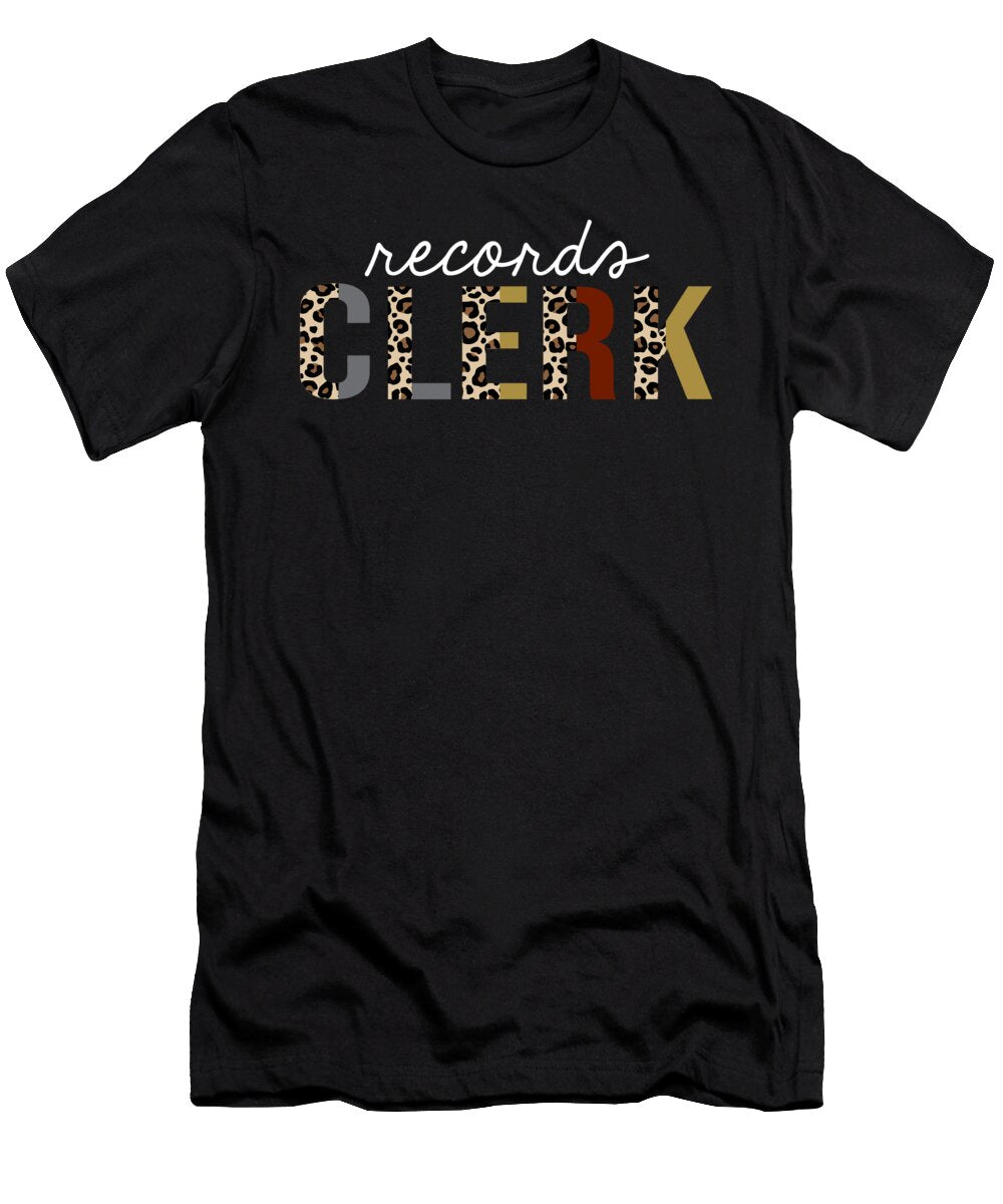 Records Clerk Leopard Print Funny Appreciation Jensen Cena T-Shirt
