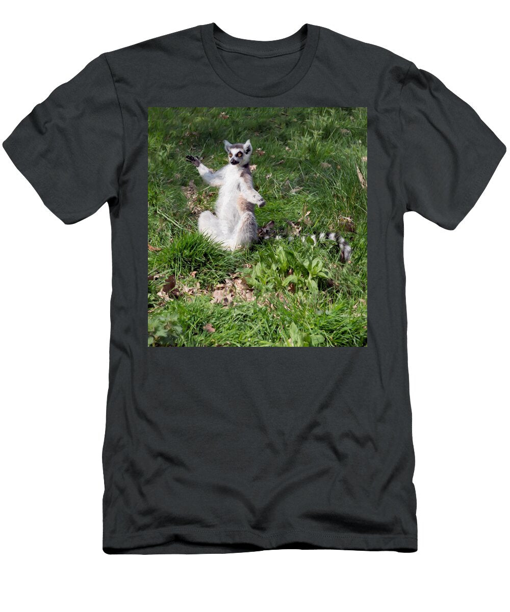 Sunbathing Lemur By Roy Pedersenfunny Painting of Lemur Sunbath Roy Pedersen T-Shirt