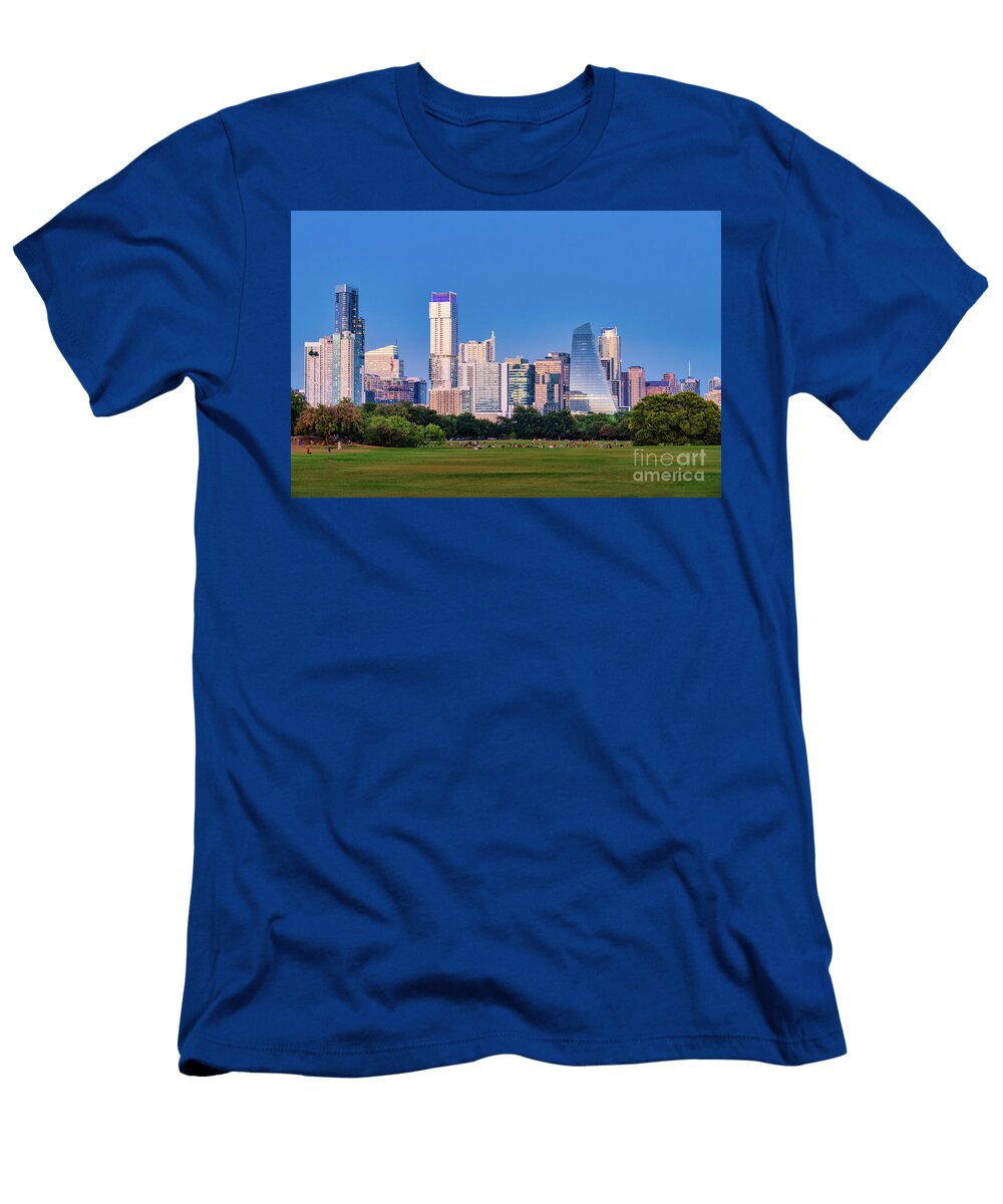 Twilight Austin Skyline From Zilker Park Bee Creek Photography Tod and Cynthia T-Shirt